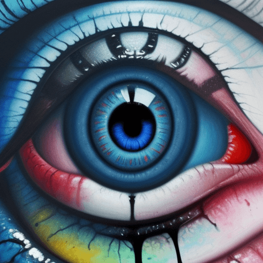 AI generated: Hyper realistic eyeball surrealist painting by Pablo Picasso, striking and bizarre images, deep vibr...