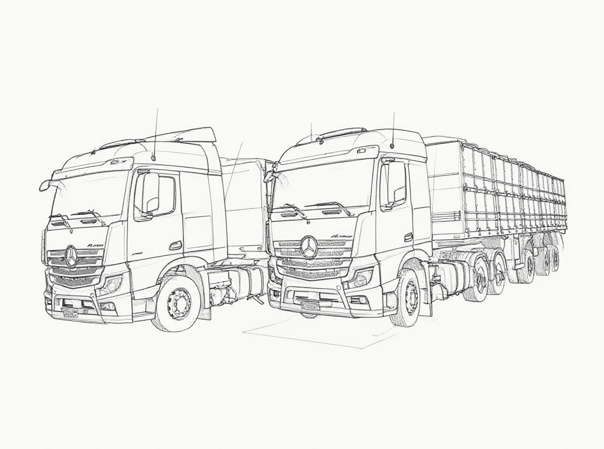 AI generated: Diagramatic drawing of the structure of the TRUCK--ar 1:2 --stylize 750 --v 7
