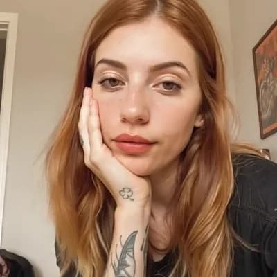 AI generated video: she  removes her clothesis completely topless naked and reveals her big saggy breasts tits. 