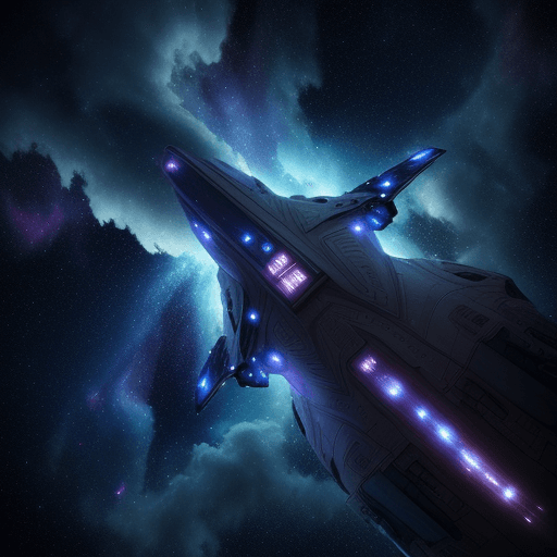 AI generated: [tree:spaceship:0.5] flying, night sky, detailed cloud nebula