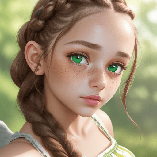 AI generated: A cute girl with light brown braided hair, talking a selfie (close up) ((waist up)), wearing a summe...