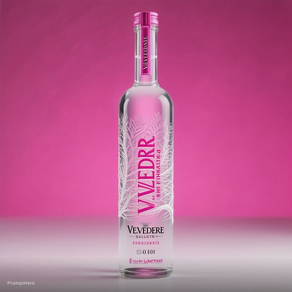 AI generated: Ad campaign of belvedere vodka. Pink edition Product photo --v 5.1 --ar 3:4
