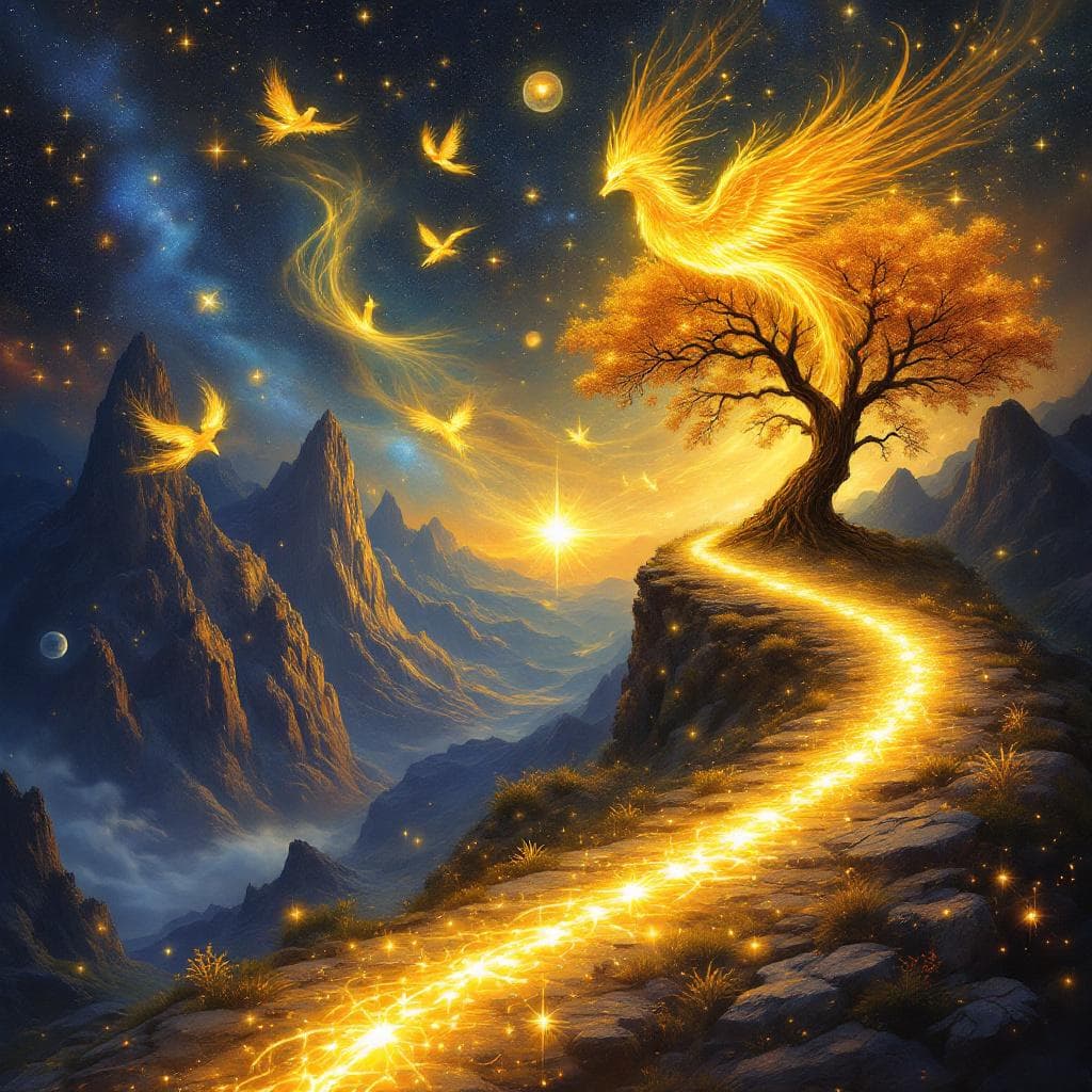 AI generated: This mesmerizing surreal fantasy painting blends the ethereal beauty of a cosmic goddess with an enc...