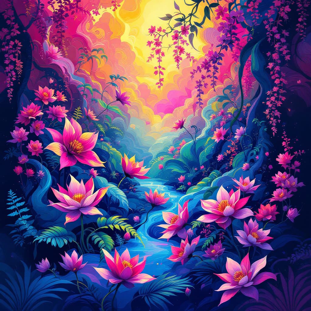 AI generated: Image is a digital painting with an abstract style, featuring a dreamlike and ethereal composition. ...