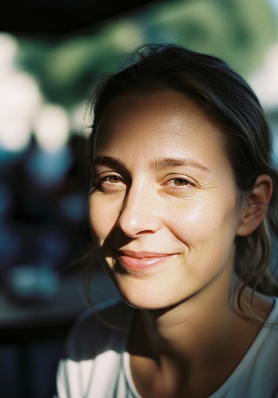 AI generated: woman, in the style of Kodak Gold 200