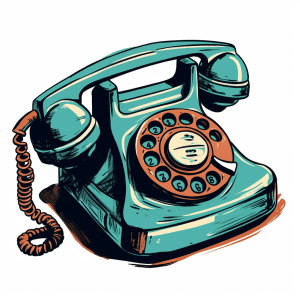 AI generated: A retro icon of a rotary telephone, 1930s Era Comic Strip style, bold and contrasting palette, art b...