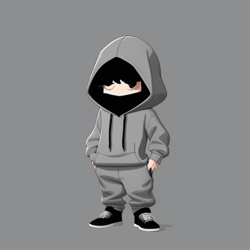AI generated: Create, A character wearing gray hoodie, simple, vector, flat design, 