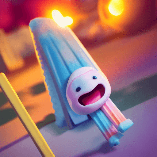 AI generated: cute popsicle character from mobile game, hyper realistic, octane render, 5k, toon, black