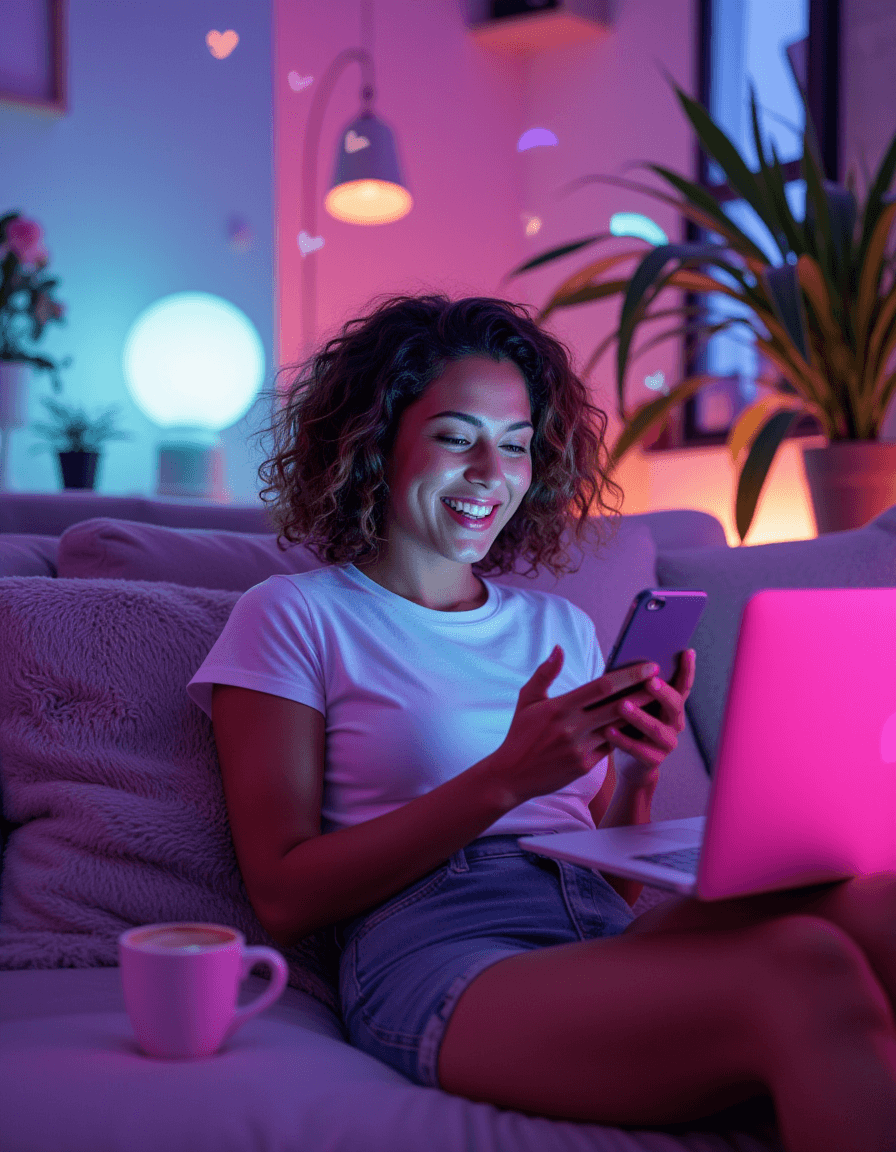 AI generated: A vibrant, modern scene depicting the concept of "eternal bliss" in the context of social media cult...