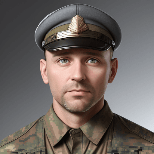 AI generated: 40-year-old man, wearing a cap. broad face, light eyes, military man of Ukraine, front-facing portra...