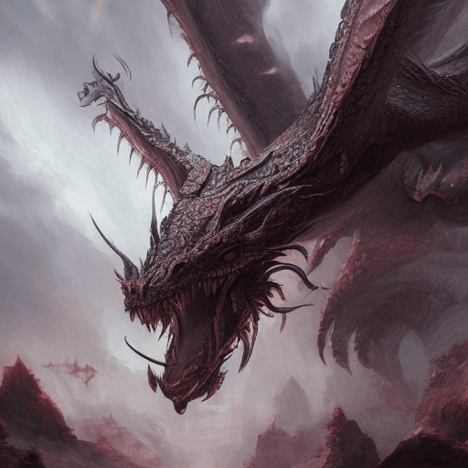 AI generated: incredible detailed shot of a magnificent dragon waking up from a thousand years of sleep, the gaze ...