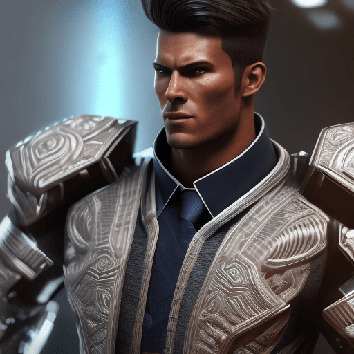 AI generated: man warrior of the future, in modern suit with a lot of detail, high quality image, intricate artwor...