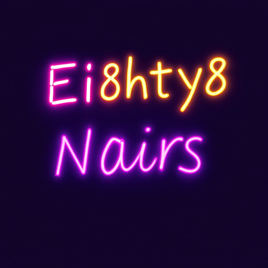 AI generated: Ei8hty8 text illustration, I blacklight neon style 