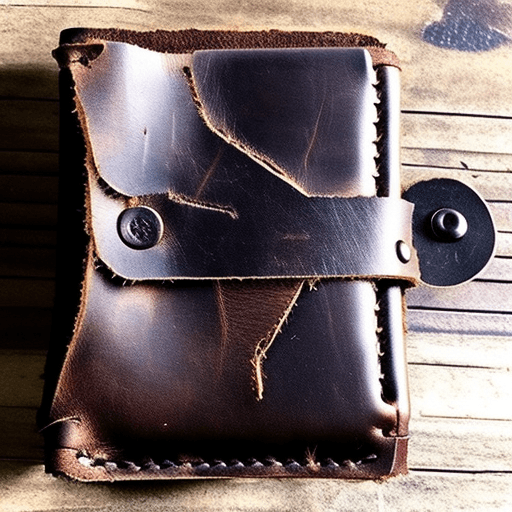 AI generated: An open abandoned leather wallet with no cash or credit cards. Style: goth