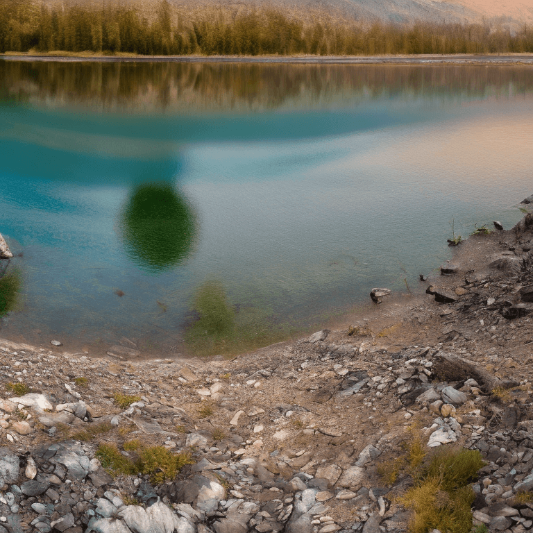 AI generated: RAW photo of a mountain lake landscape, clear water, (Instagram able), highly detailed, photorealist...