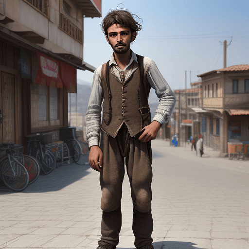 AI generated: a realistic photo of a young tramp man in tarlabaşı,