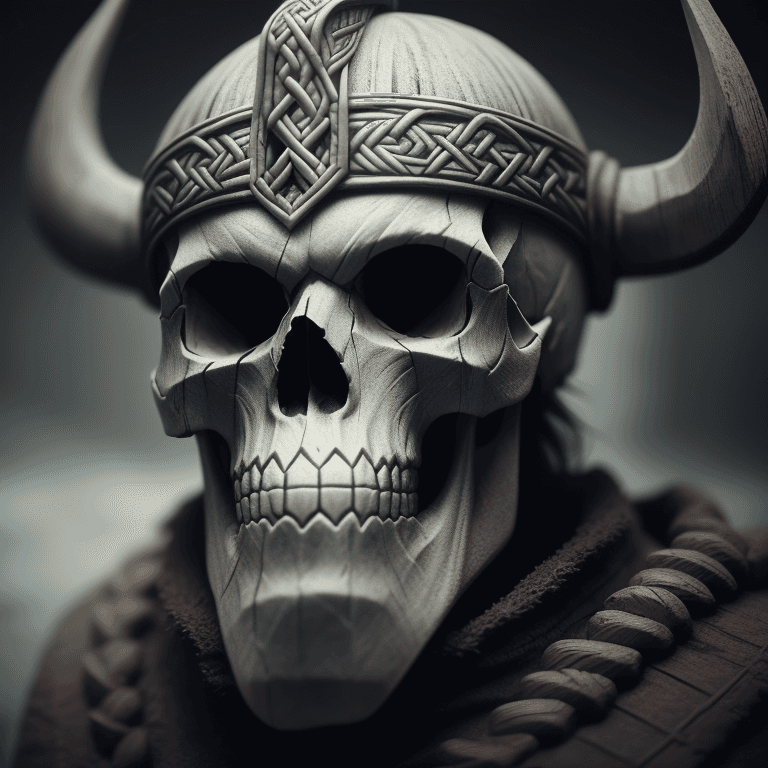 AI generated: viking carved skull photographic cinematic