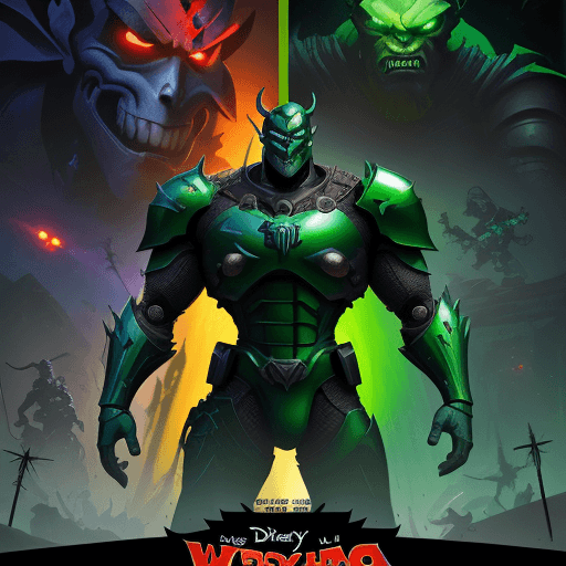 AI generated: poster for the Pixar and Disney animated tells the story of brutal man warrior fight evil demon , fu...