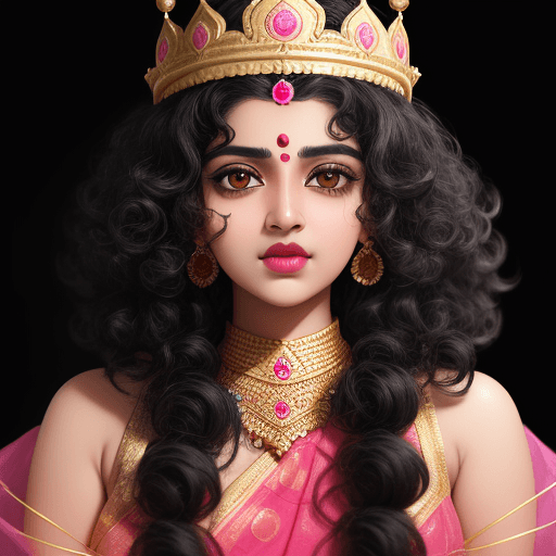AI generated: Khatu shyam Photo Black Round eyes, Black curly hair, Pink Lips, A big crown.