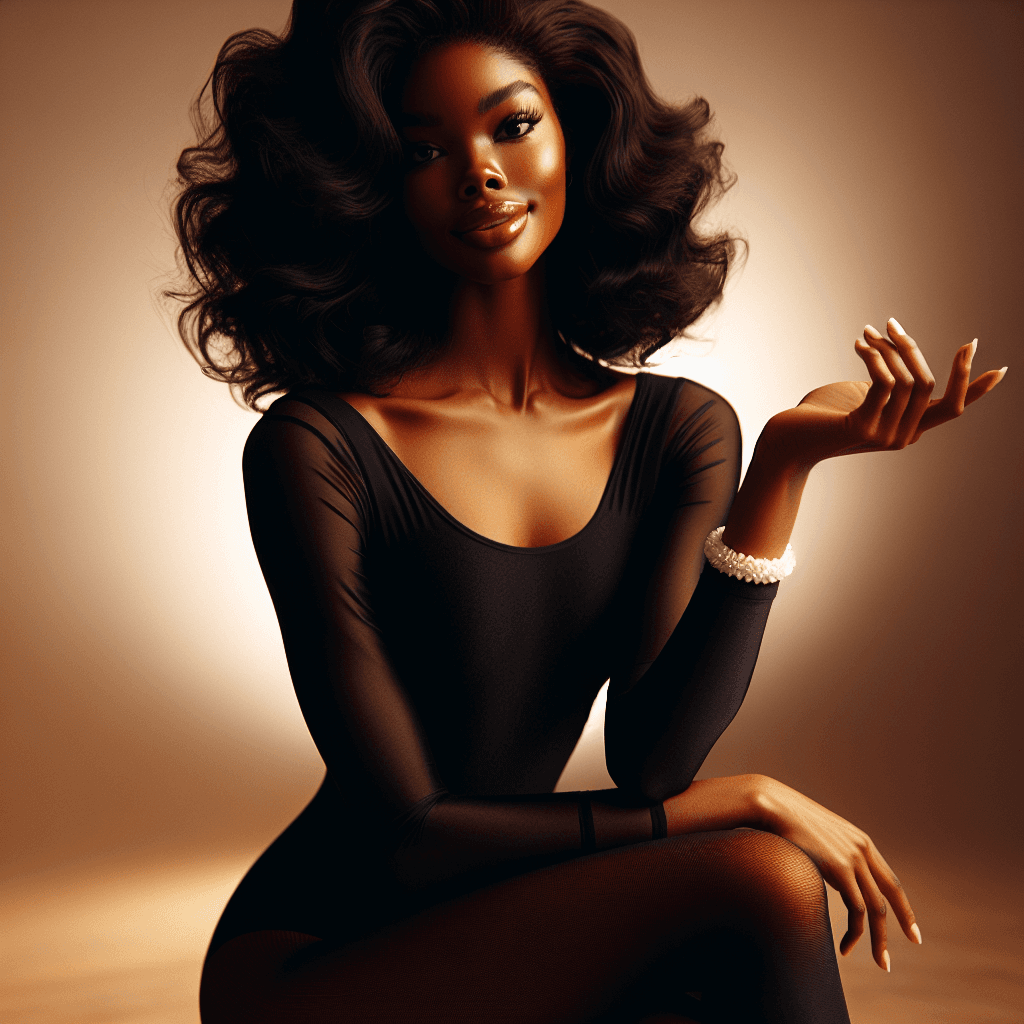 AI generated: poised and elegant African American woman seated in a refined pose against a warm, softly lit backgr...