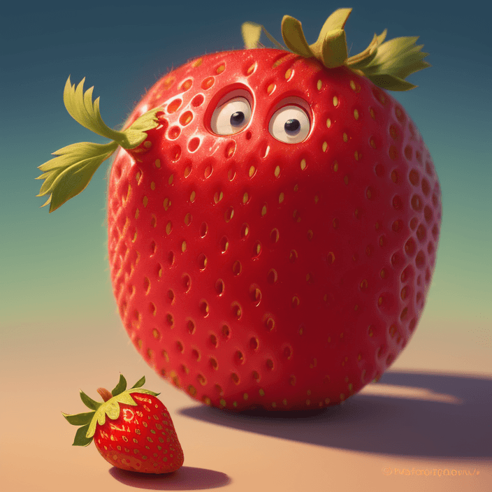 AI generated: A happy cartoon strawberry, Pixar Style, perfect composition, 8k artistic photography, photorealisti...