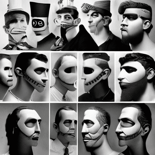 AI generated: un grupo de masones de perfil con mandiles del rito escoces antiguo y aceptado con calidad fotográfi...
