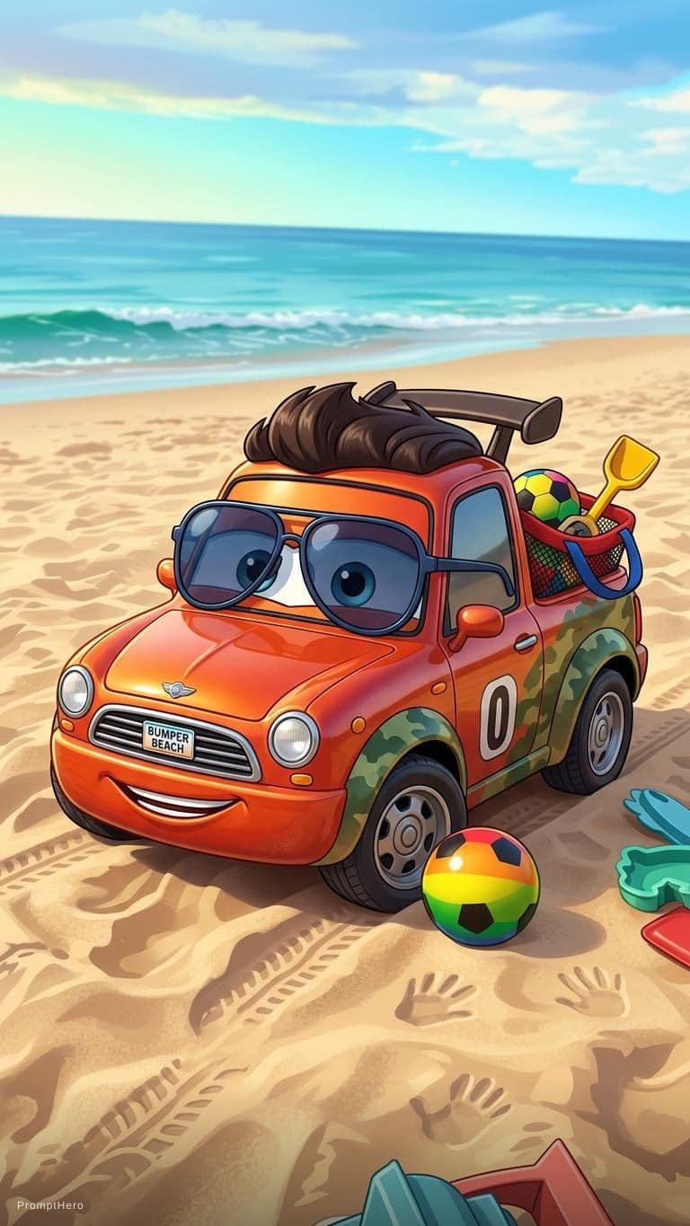 AI generated: crea un personaggio cartoon da inserire in Cars della pixar