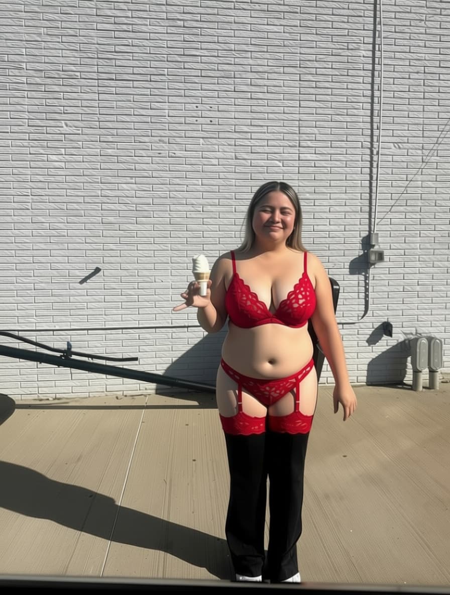 AI generated: Make the bra smaller and the thing thinner 