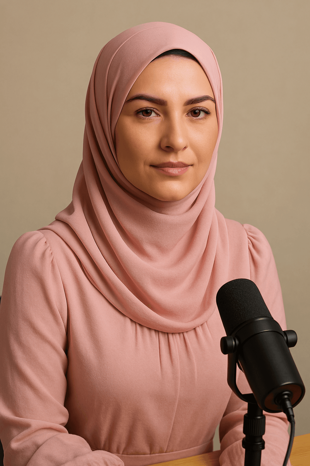 AI generated: Ultra-Detailed Anatomical Description: Hijabi Lifestyle/Morning Show Host (Photorealistic Portrait -...