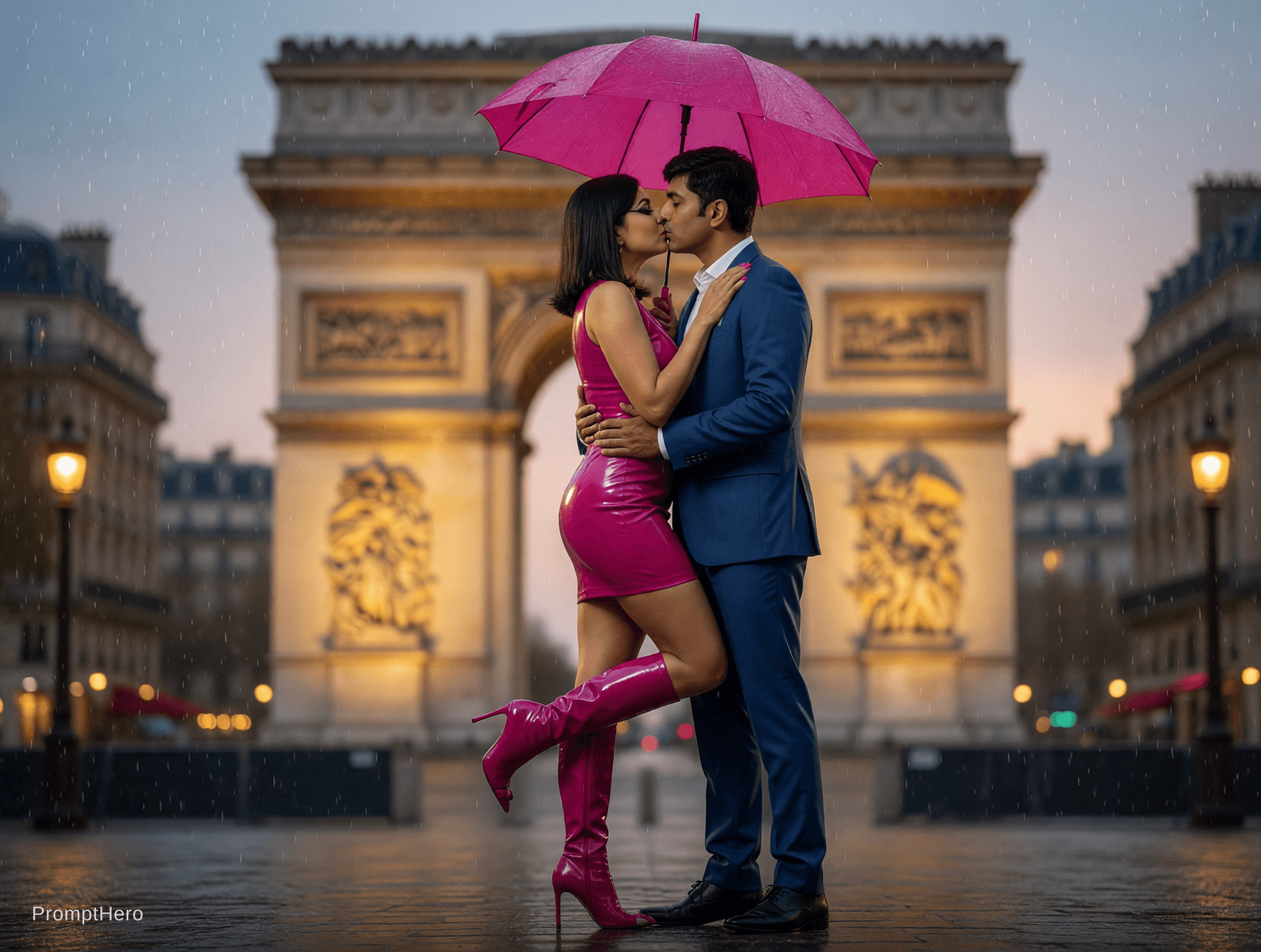 AI generated: Transform the exact couple from this reference photo — preserve their real faces, exact likeness, to...