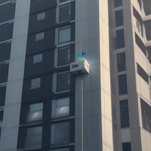 AI generated: 
Smart sensors for structural health monitoring being used in a building