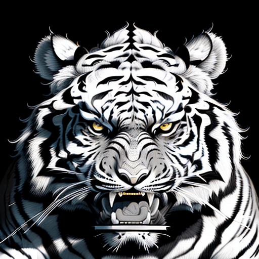 AI generated: a black and white adobe illustrator head of an ANGRY tiger, CRAZY LOOK intricate, ROOR TIGER, highly...