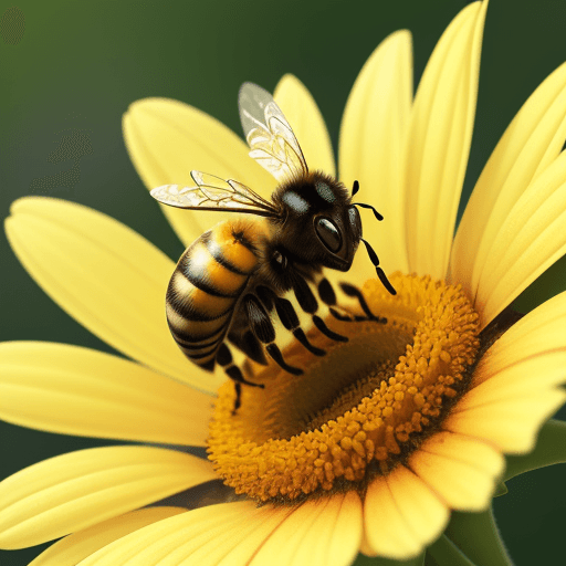 AI generated: bee sitting on top of a flower, 
