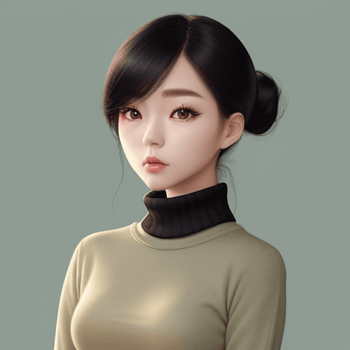 AI generated: a Korean female doctor wears a black turtleneck sweater, light emerald and dark beige style, lovely ...