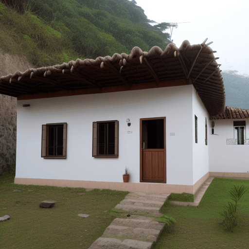 AI generated: casa com rés do chão e primeiro andar, águas furtadas