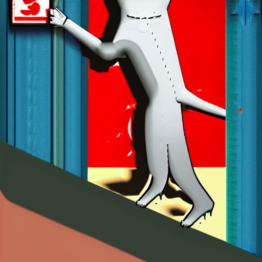 AI generated: Generate a highly photorealistic 3D-style image of a white cat standing on its hind legs, gripping a...