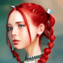 AI generated: Portrait of {character} with {color} hair and with cute face, soft pale cheeks, smooth skin, black b...