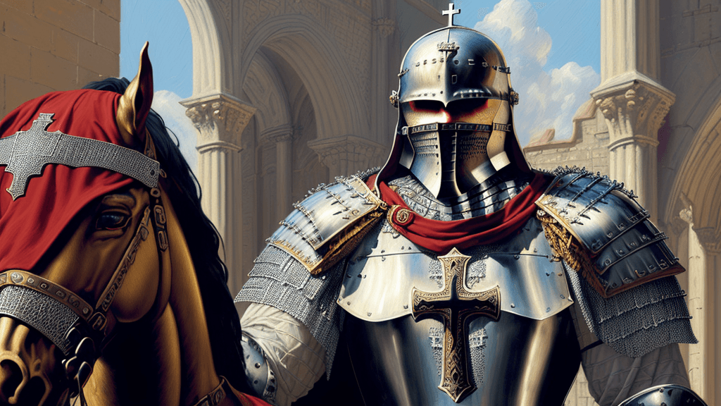 AI generated: oil on canvas, impressionist tendencies, , A highly detailed digital illustration of a Crusader, cap...