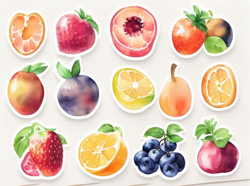AI generated: 10 emoji stickers, all the page full of stickers, watercolor design, watercolor style, watercolor pa...