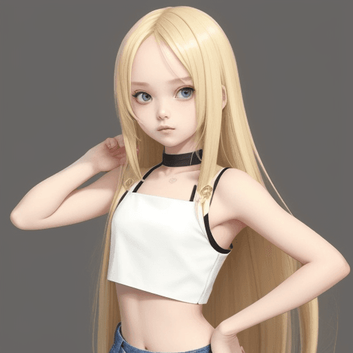 AI generated:  hot long blonde hair girl hot crop top loli