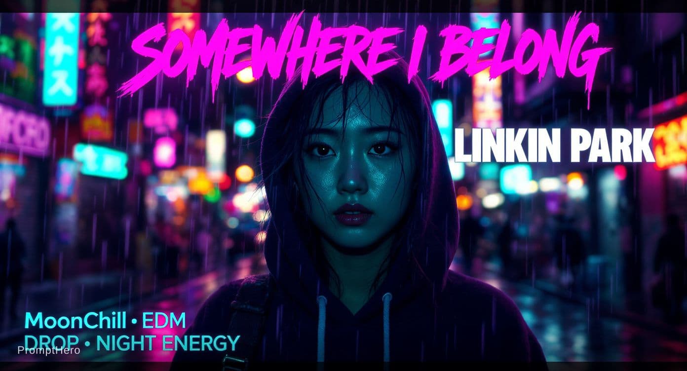 AI generated: cinematic close-up portrait of a young Asian woman standing in a rainy neon-lit cyberpunk city stree...