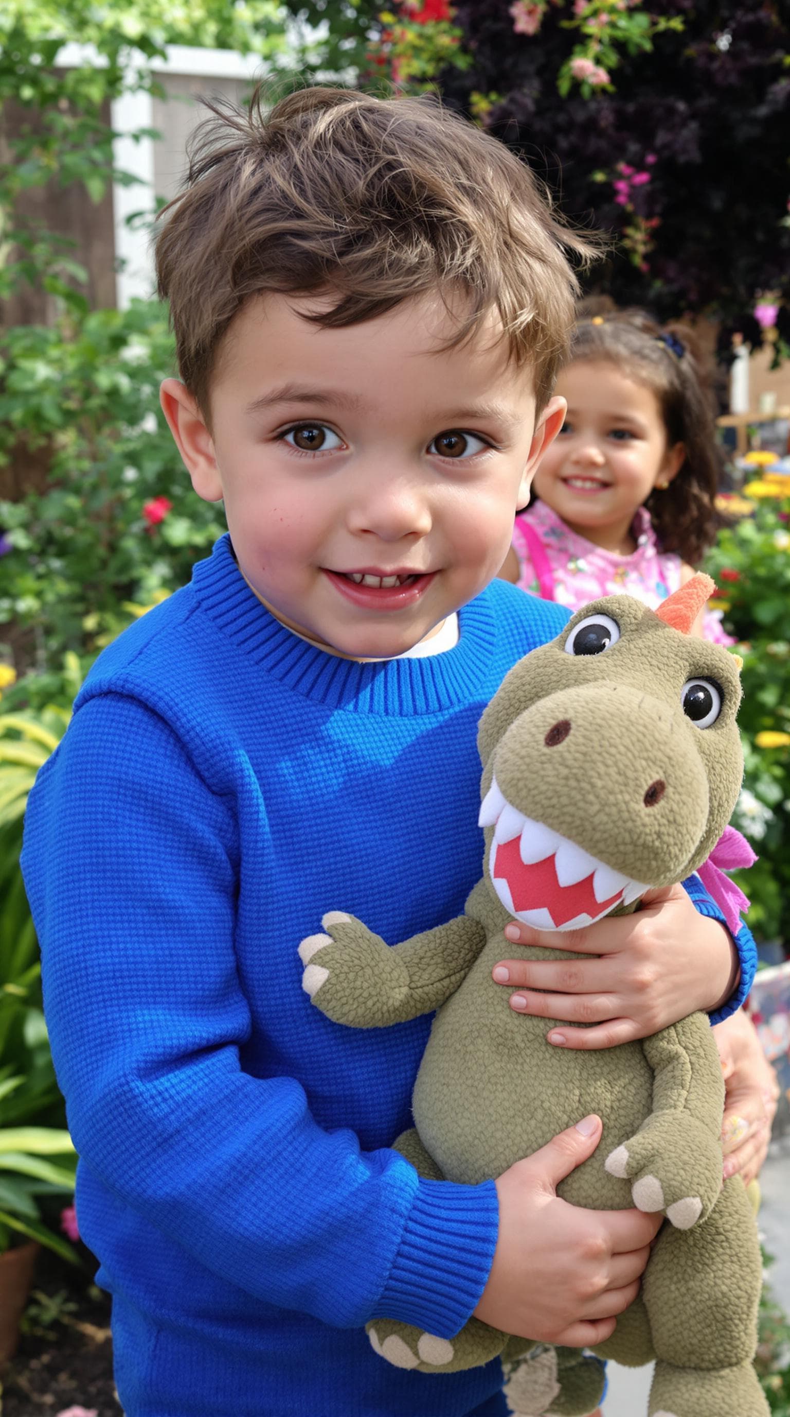 AI generated: Photorealistic portrait of a toddler boy inspired by George Pig; 2-year-old with chubby cheeks and i...
