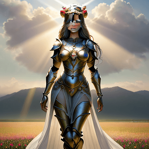 AI generated: hyperrealistic portrait of gorgeous goddess | standing in field full of flowers | detailed gorgeous ...