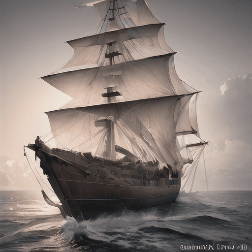 AI generated: photo of a ultra realistic sailing ship, dramatic light, pale sunrise, cinematic lighting, battered,...