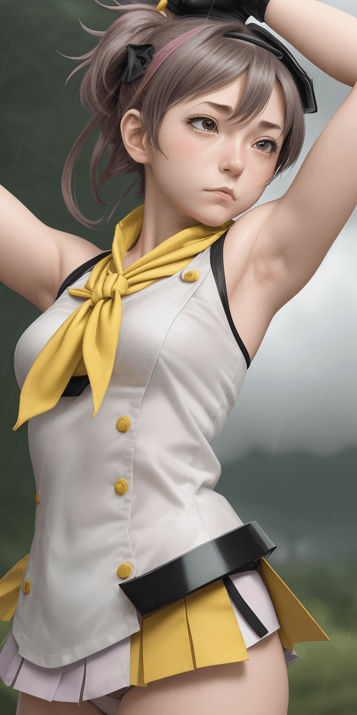 AI generated: masterpiece, best quality,, sakura bakushin o (umamusume),,  (close-up:1.2), rain, cloud, cloudy, sh...