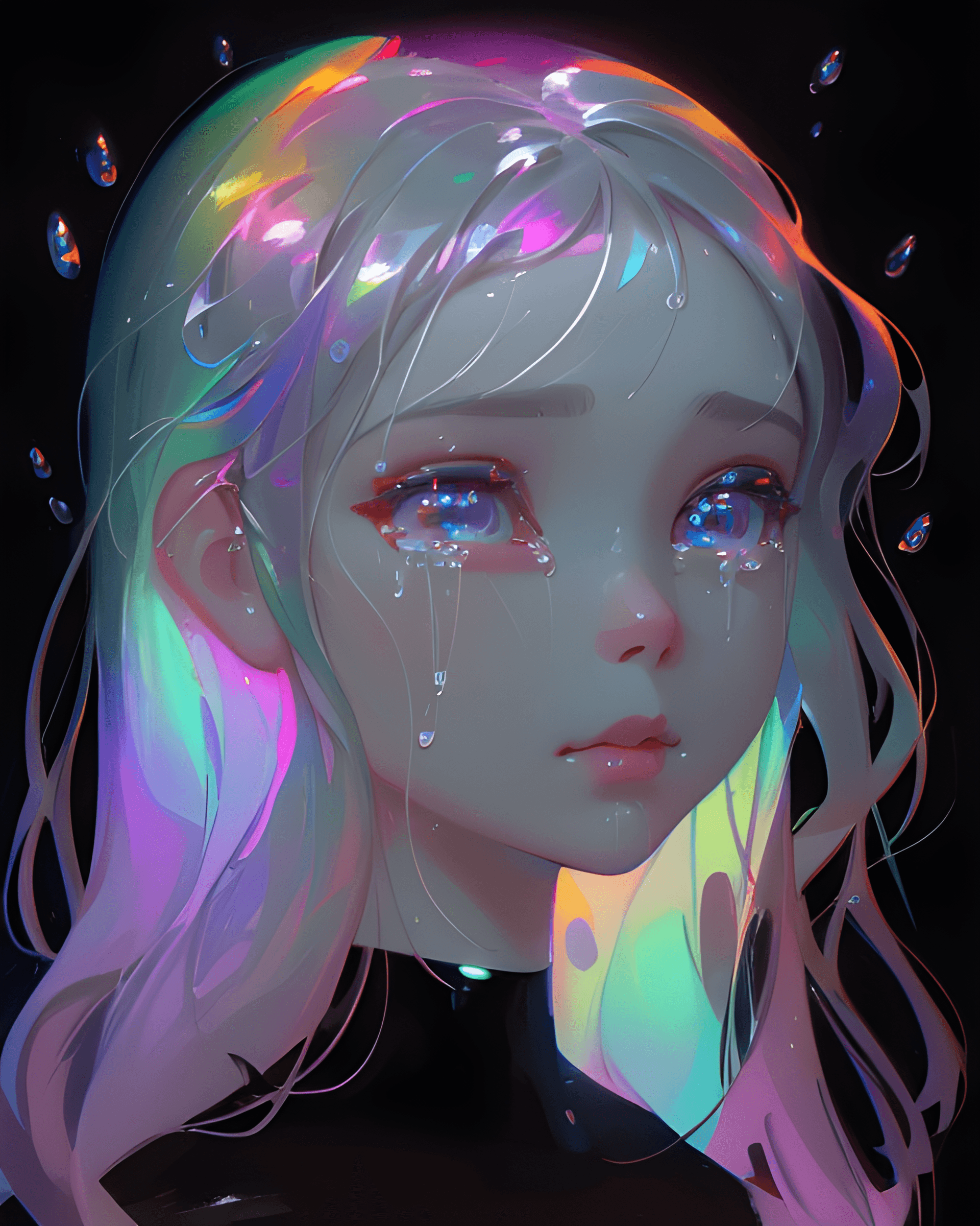 AI generated: a close up of a person with long hair, a digital painting, inspired by Yanjun Cheng, tumblr, digital...