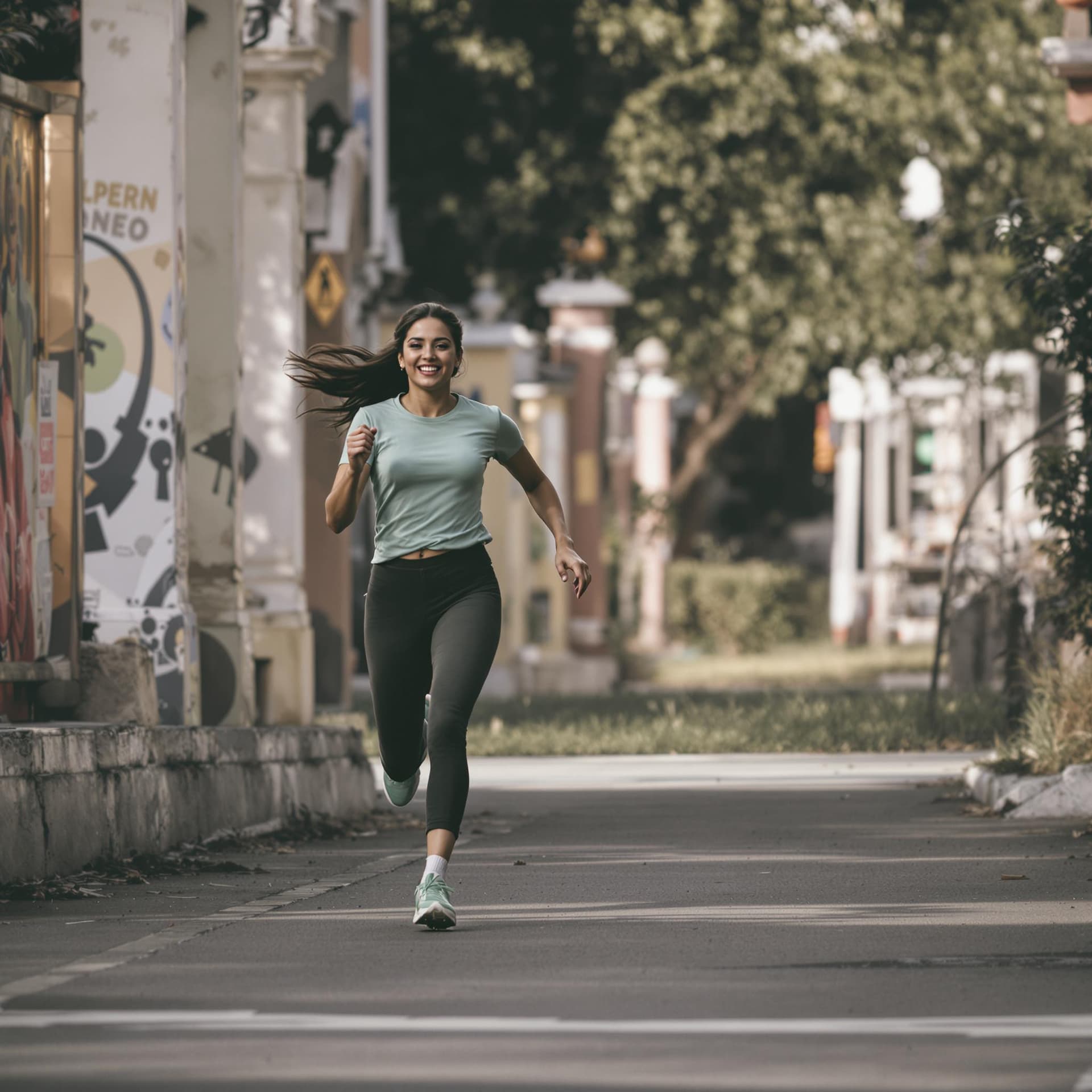 AI generated: a woman running towards the camera