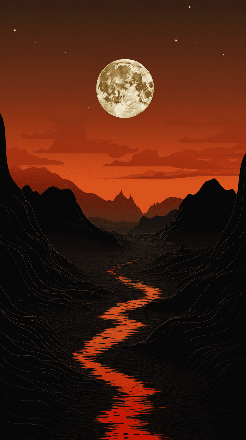 AI generated: Wallpaper, a haunting eclipse over a desolate desert, by a top animation studio, in the style of sur...