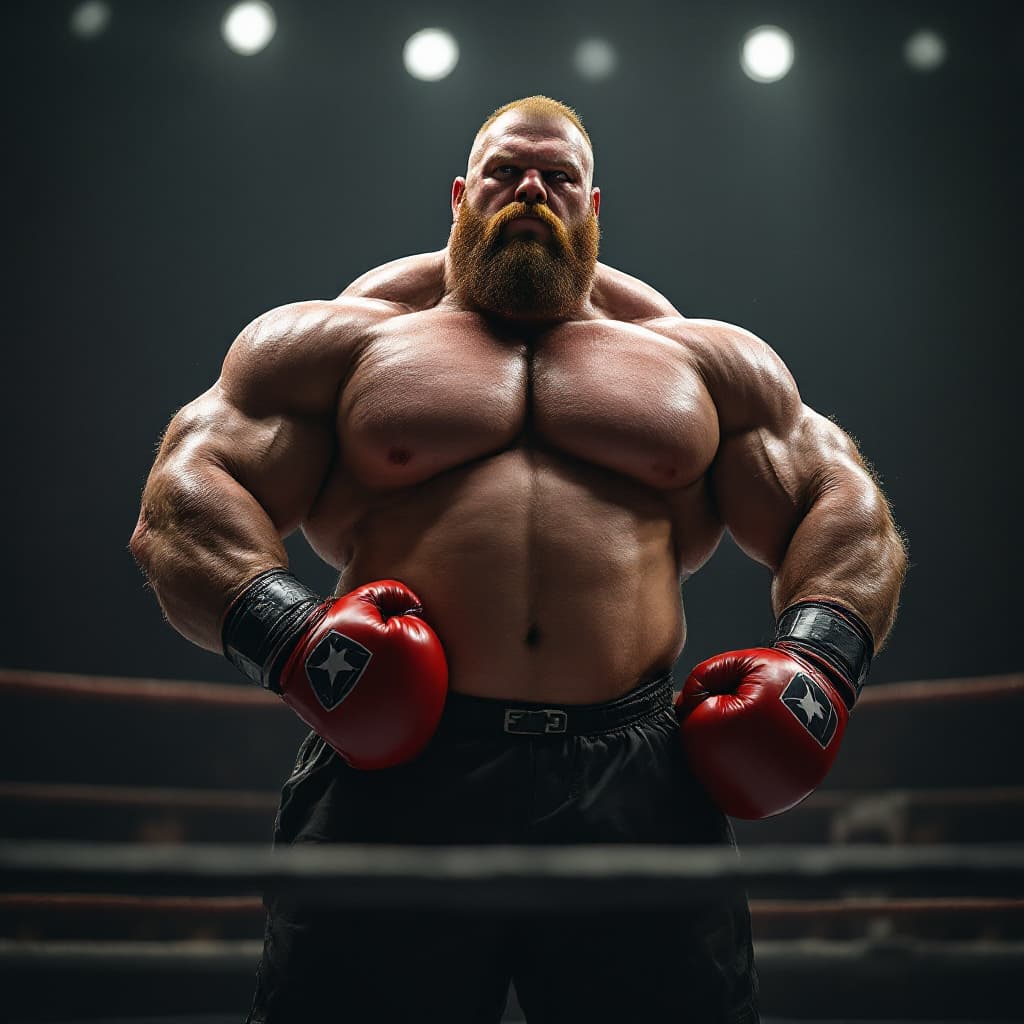 AI generated: Cinematic photo, full body cinematic photo of an extremely large casual bodybuilder standing in the ...