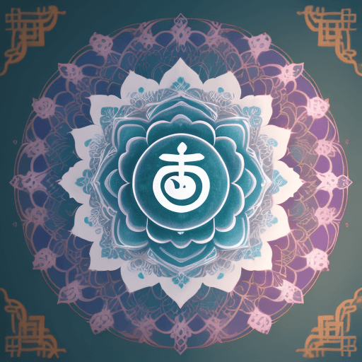 AI generated: meditation logo, zen calligraphy and a majestic mandala background that has soft and harmonious colo...